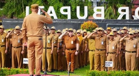 Apel Gabungan Pemjkab Tala, Tekankan Pesan Koperasi Dan Belanja Lokal
