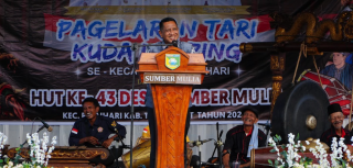 Wabup Tala Hadiri Syukuran HUT ke-43 Desa Sumber Mulia dan Pagelaran Tari Kuda Lumping